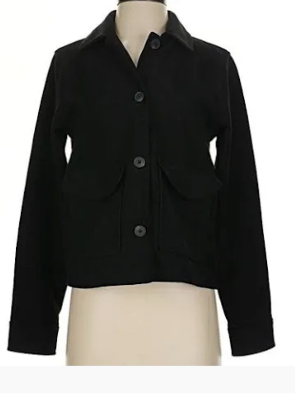 Zara Black Button-Front Utility Jacket
